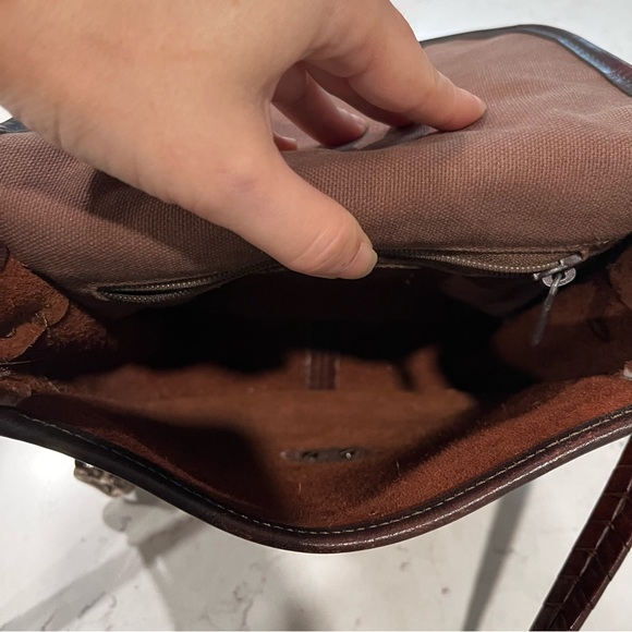 Brighton Brown Leather Braided Adjustable Strap Crossbody Bag - Picture 8 of 13